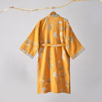 Kimono-Bademantel aus Baumwollgaze und Ginkgo - image 50