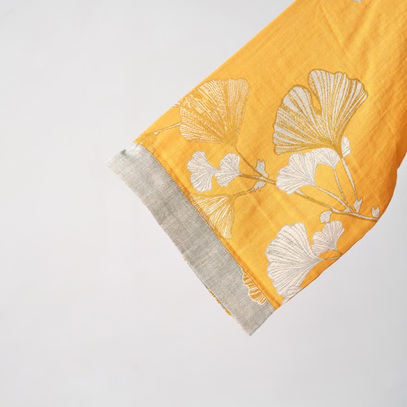 Kimono-Bademantel aus Baumwollgaze und Ginkgo - image 53