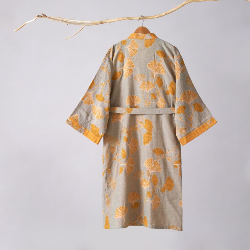 Kimono-Bademantel aus Baumwollgaze und Ginkgo - image 57