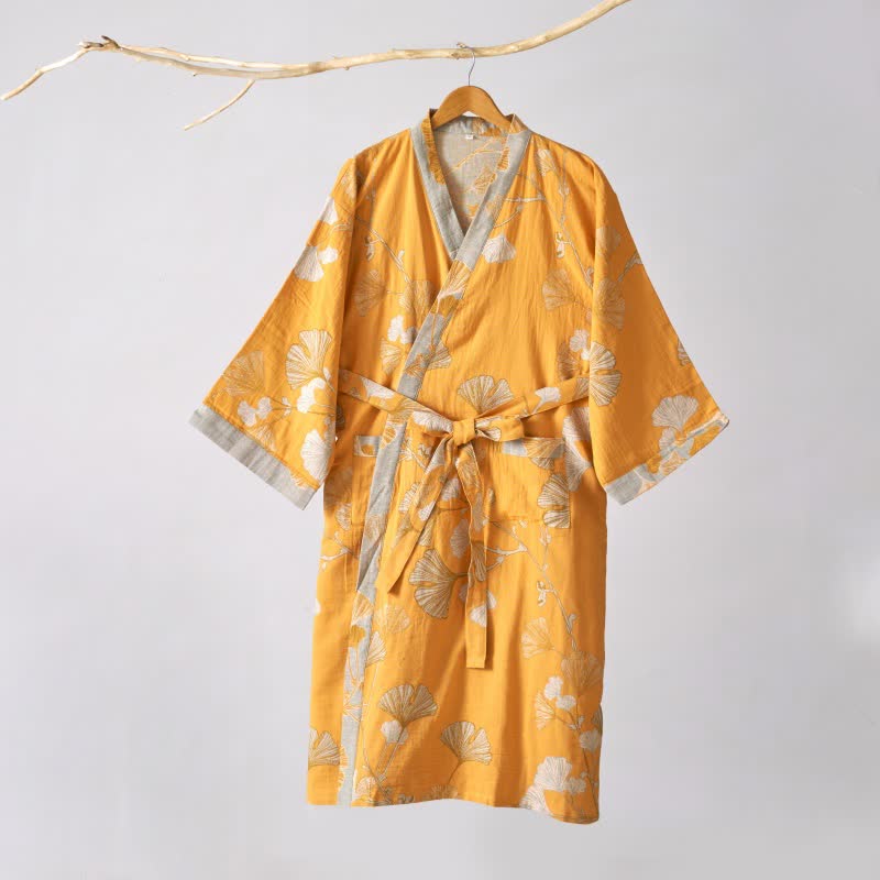Kimono-Bademantel aus Baumwollgaze und Ginkgo - image 49