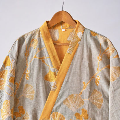 Kimono-Bademantel aus Baumwollgaze und Ginkgo - image 59
