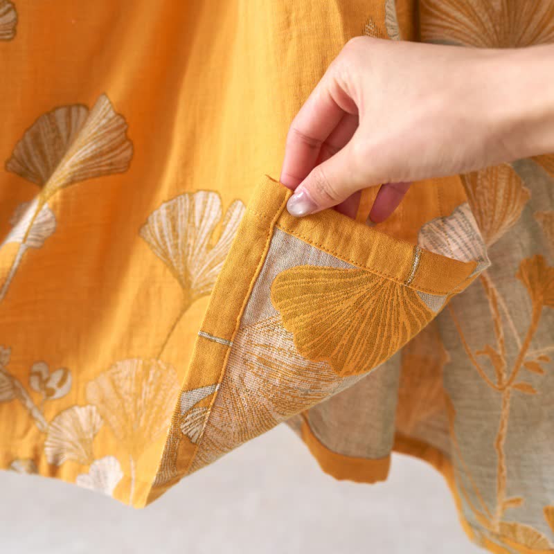 Ginkgoblatt Hanfu-inspiriertes Baumwoll-Nachthemd - image 31