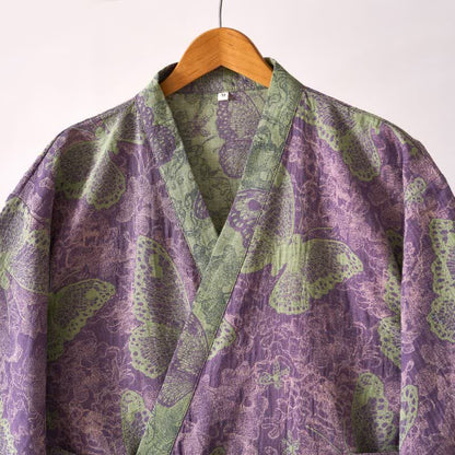 Traumhafter Kimono-Bademantel aus Baumwollgaze mit Schmetterlingsmotiv - image 13