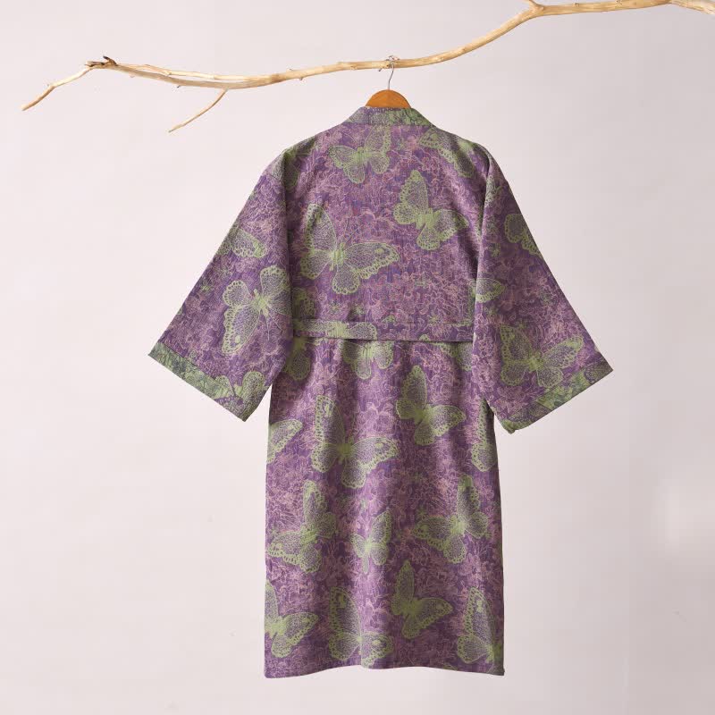 Traumhafter Kimono-Bademantel aus Baumwollgaze mit Schmetterlingsmotiv - image 11