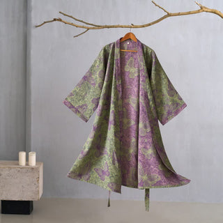 Traumhafter Kimono-Bademantel aus Baumwollgaze mit Schmetterlingsmotiv - Grün - XL - image 0