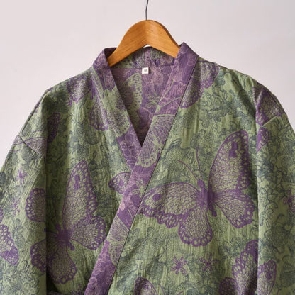 Traumhafter Kimono-Bademantel aus Baumwollgaze mit Schmetterlingsmotiv - image 5