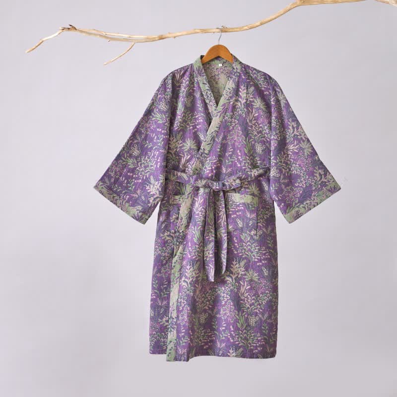 Kimono-Robe aus Baumwollgaze mit botanischem Bezug - image 3