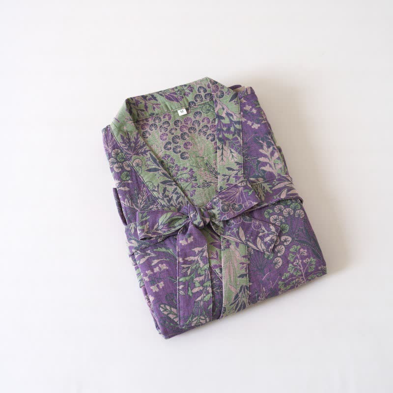 Kimono-Robe aus Baumwollgaze mit botanischem Bezug - image 5