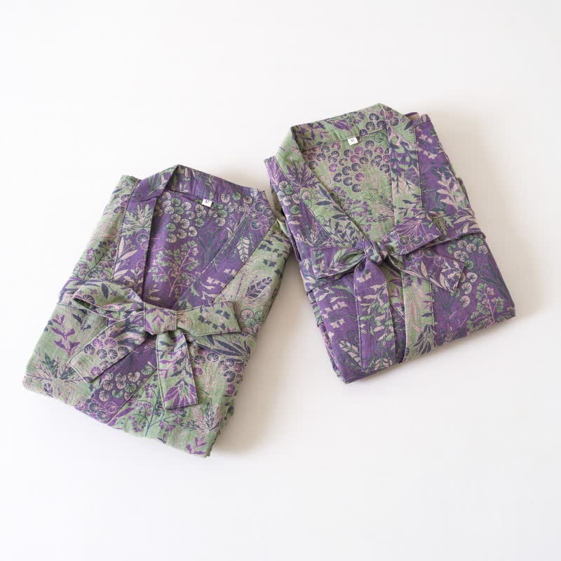 Kimono-Robe aus Baumwollgaze mit botanischem Bezug - image 2