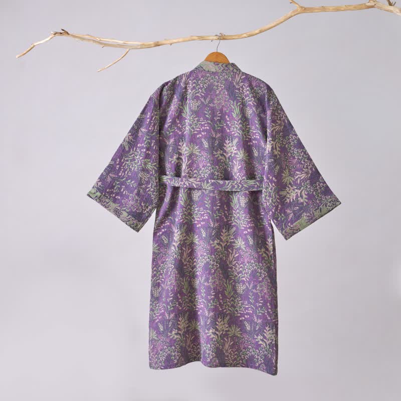 Kimono-Robe aus Baumwollgaze mit botanischem Bezug - image 4