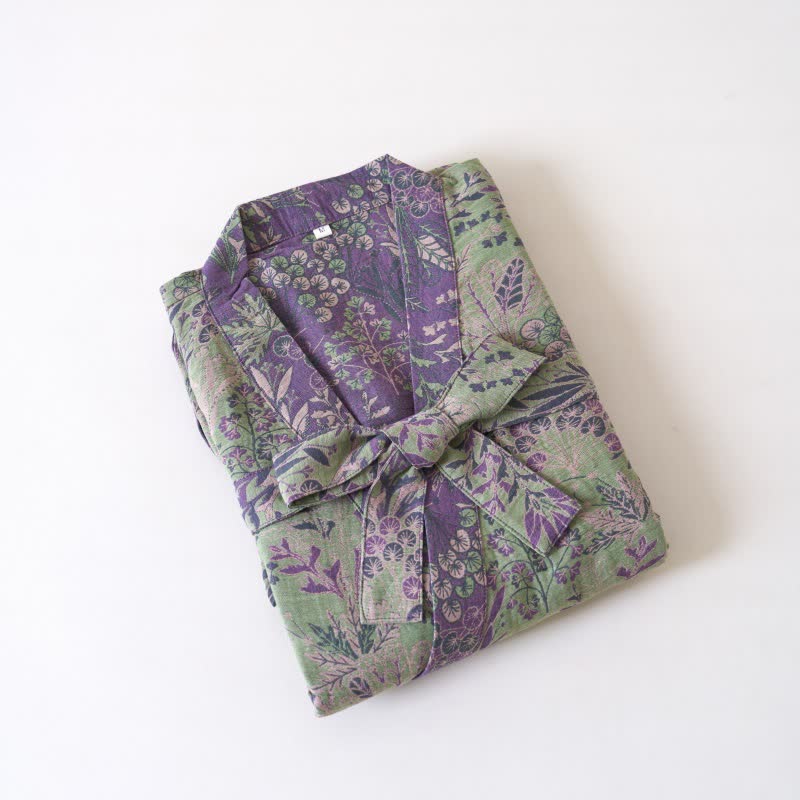 Kimono-Robe aus Baumwollgaze mit botanischem Bezug - image 11