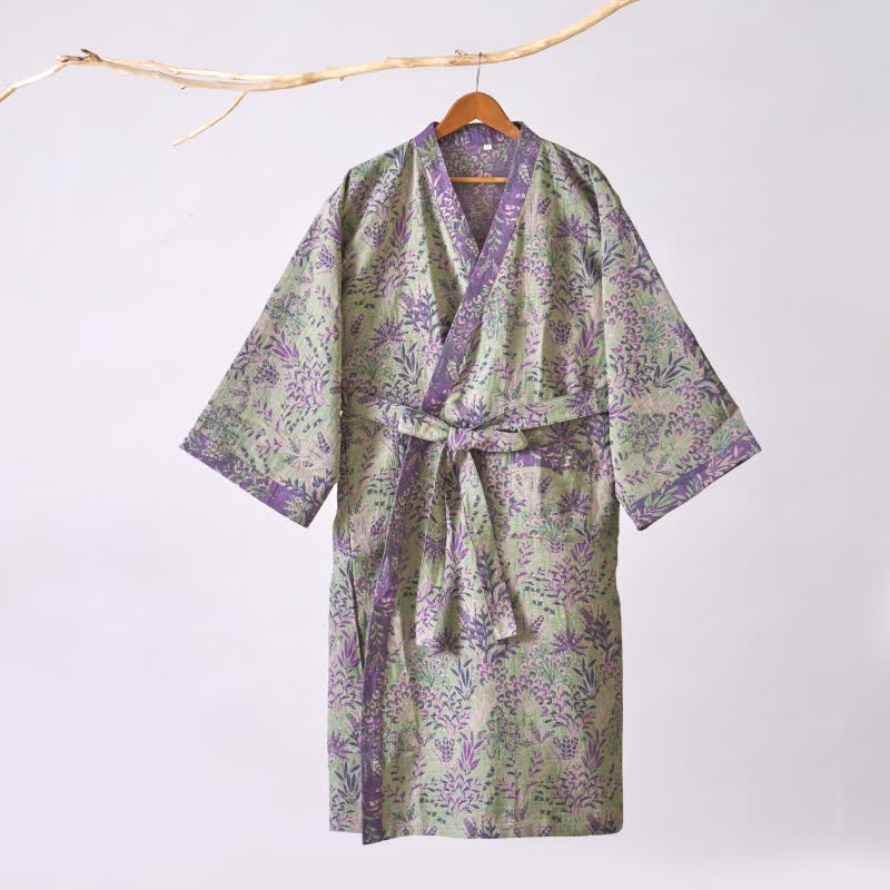 Kimono-Robe aus Baumwollgaze mit botanischem Bezug - image 9