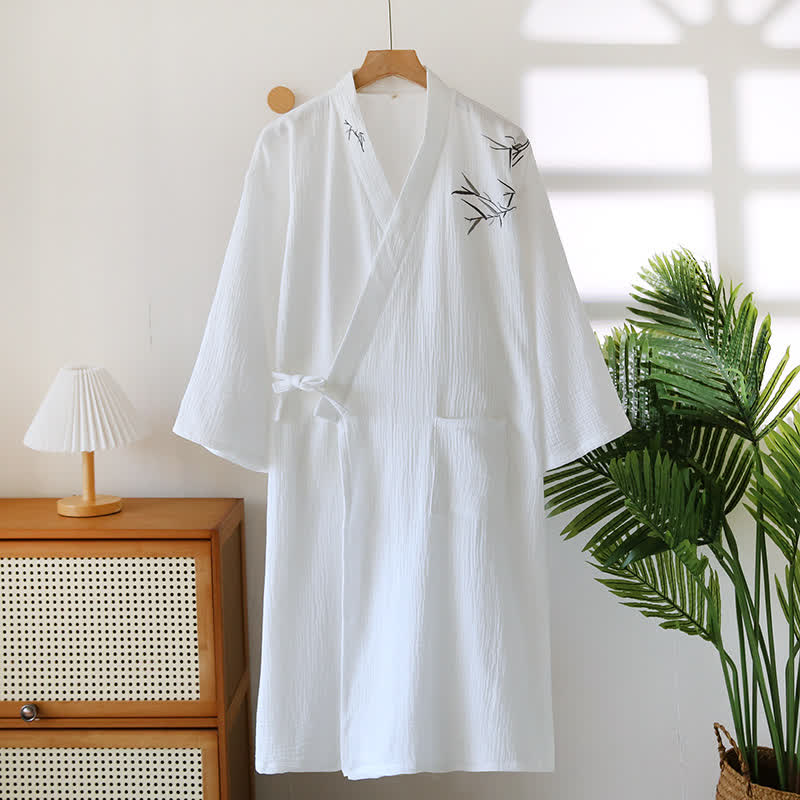 Unisex-Bademantel aus Bambus-Baumwoll-Gaze - Weiß - XL - image 5