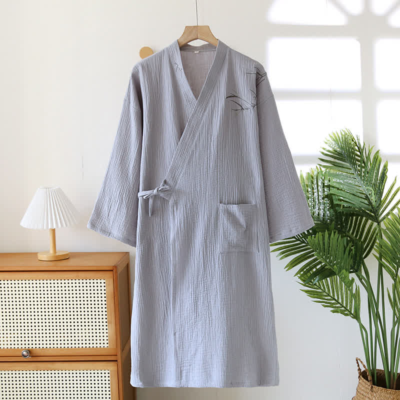 Unisex-Bademantel aus Bambus-Baumwoll-Gaze - Grau - XL - image 6