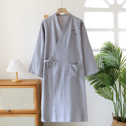 Unisex-Bademantel aus Bambus-Baumwoll-Gaze - Grau - XL - image 6