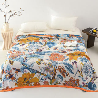 Wende-Steppdecke aus Baumwollgaze mit blühendem Blumenmuster - 230cm x 250cm - image 0