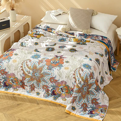 Wende-Steppdecke aus reiner Baumwolle mit Retro-Blumenmuster - image 1