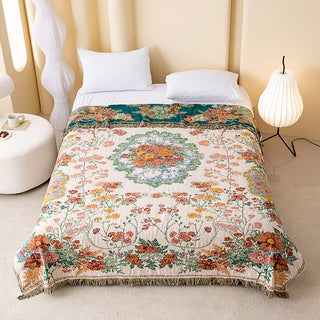 Quilt mit Blumenstrauß, Baumwollgaze, Quasten - 230cm x 250cm - image 0