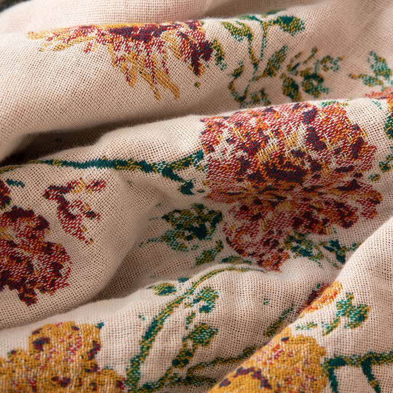 Quilt mit Blumenstrauß, Baumwollgaze, Quasten - image 3