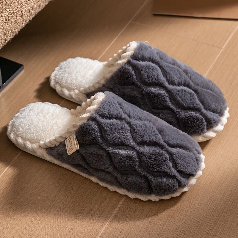 Geschlossene, warme Plüschpantoffeln mit gewellter Textur - Grau - 2XL - image 9