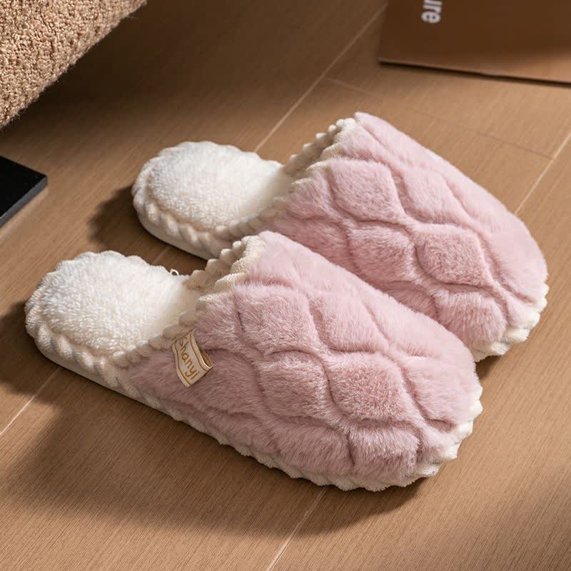 Geschlossene, warme Plüschpantoffeln mit gewellter Textur - Rosa - L - image 5