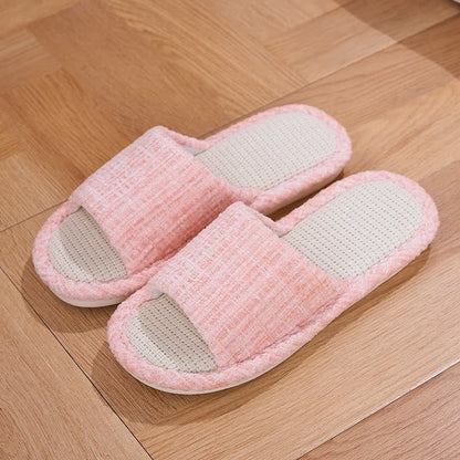 Hausschuhe aus Leinen, einfarbig - Rosa - L - image 4