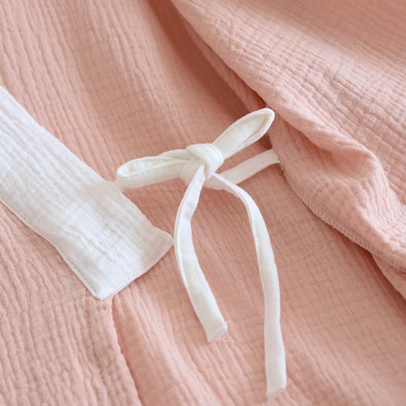 Kimono-Loungewear aus Baumwollgaze mit Schmetterlingsstickerei - image 7