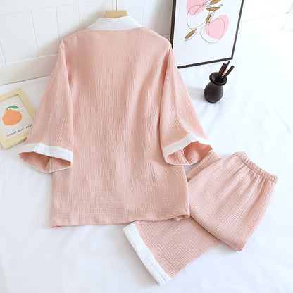 Kimono-Loungewear aus Baumwollgaze mit Schmetterlingsstickerei - image 4