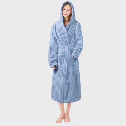 Ownkot Unisex Wolkenweicher Kapuzen-Plüschbademantel - Dunkelblau - Einheitsgröße - image 8