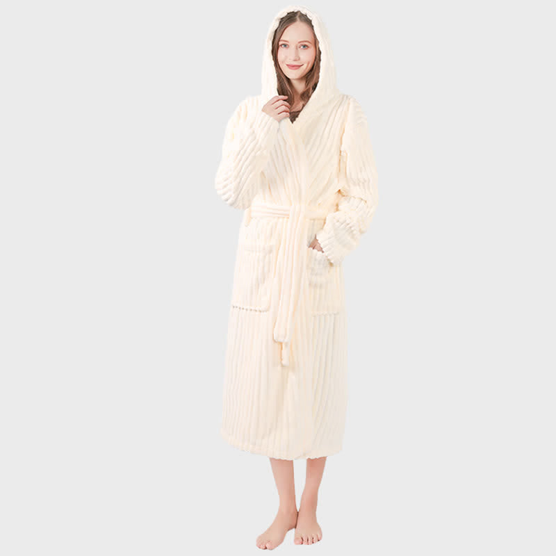 Ownkot Unisex Wolkenweicher Kapuzen-Plüschbademantel - Beige - Einheitsgröße - image 4