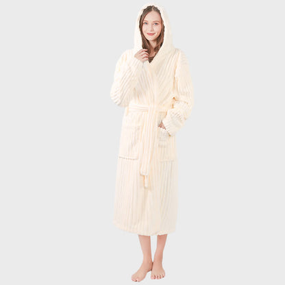 Ownkot Unisex Wolkenweicher Kapuzen-Plüschbademantel - Beige - Einheitsgröße - image 4