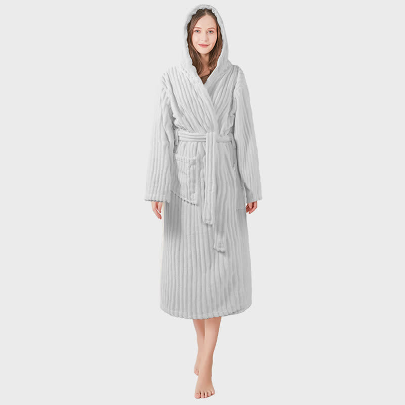 Ownkot Unisex Wolkenweicher Kapuzen-Plüschbademantel - Hellgrau - Einheitsgröße - image 9