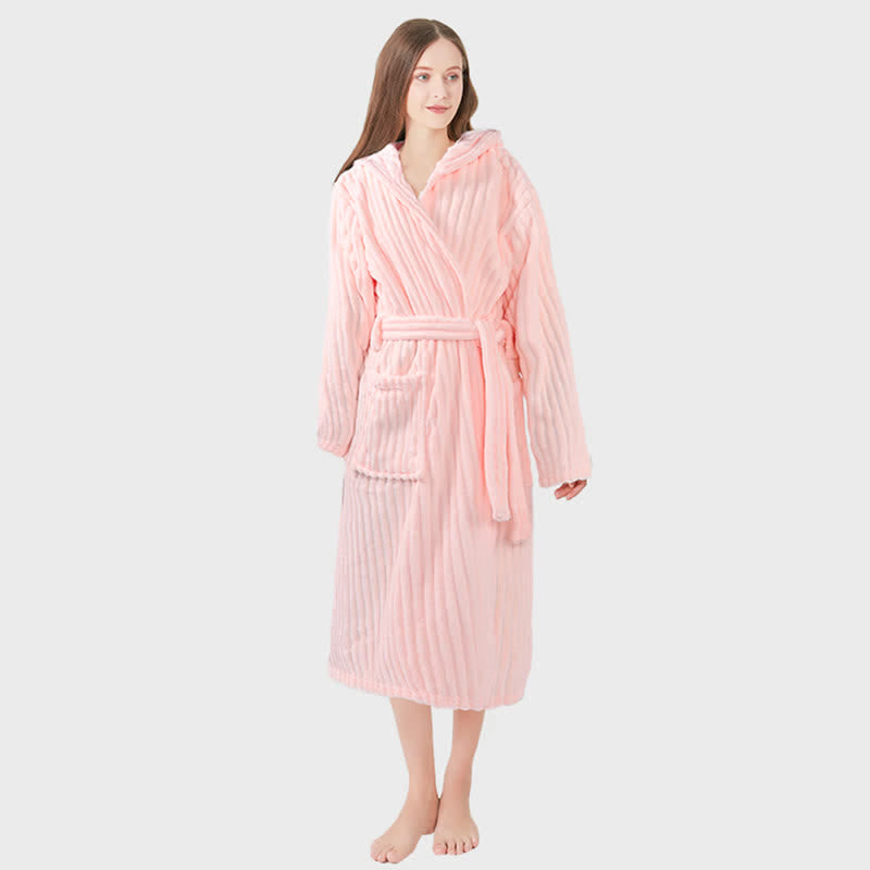 Ownkot Unisex Wolkenweicher Kapuzen-Plüschbademantel - Hellrosa - Einheitsgröße - image 7