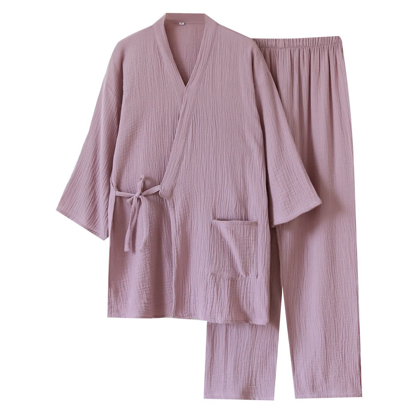 Unisex Minimalistischer Kimono aus Baumwollgaze Loungewear - image 12