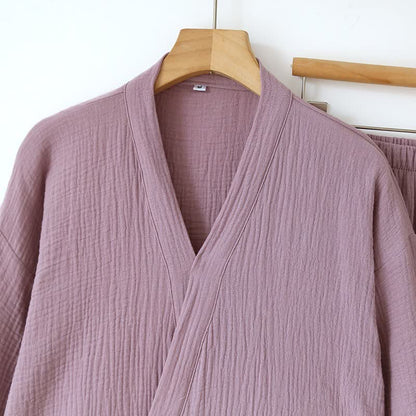 Unisex Minimalistischer Kimono aus Baumwollgaze Loungewear - image 5