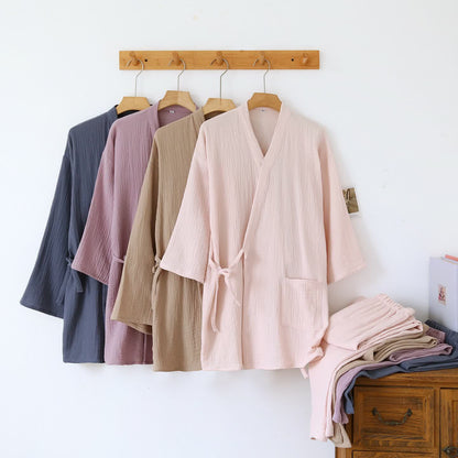 Unisex Minimalistischer Kimono aus Baumwollgaze Loungewear - image 0