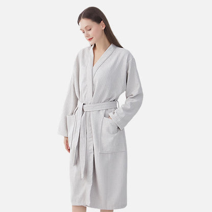 Ownkot Schnelltrocknender Waffelpiqué-Baumwoll-Spa-Bademantel - image 2