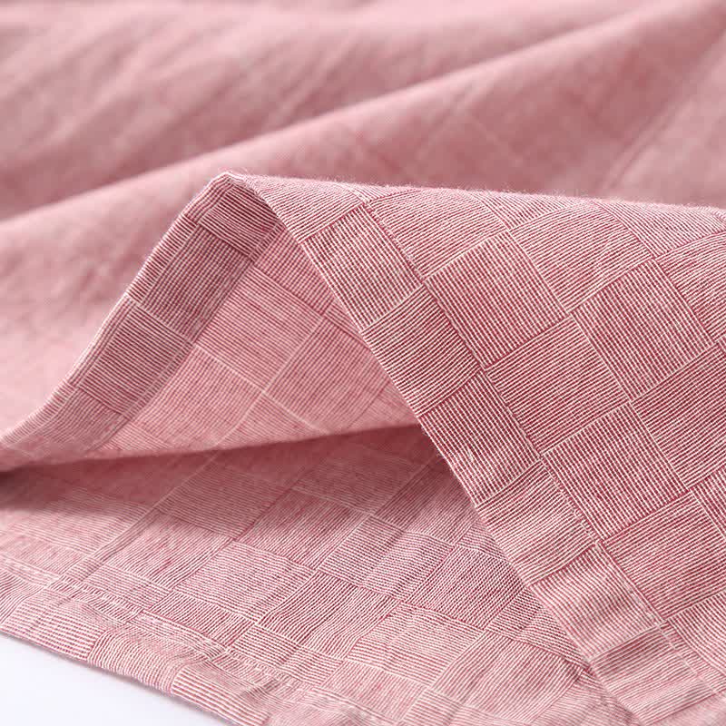 Kimono-Loungewear aus dezent kariertem Baumwollgaze - image 4