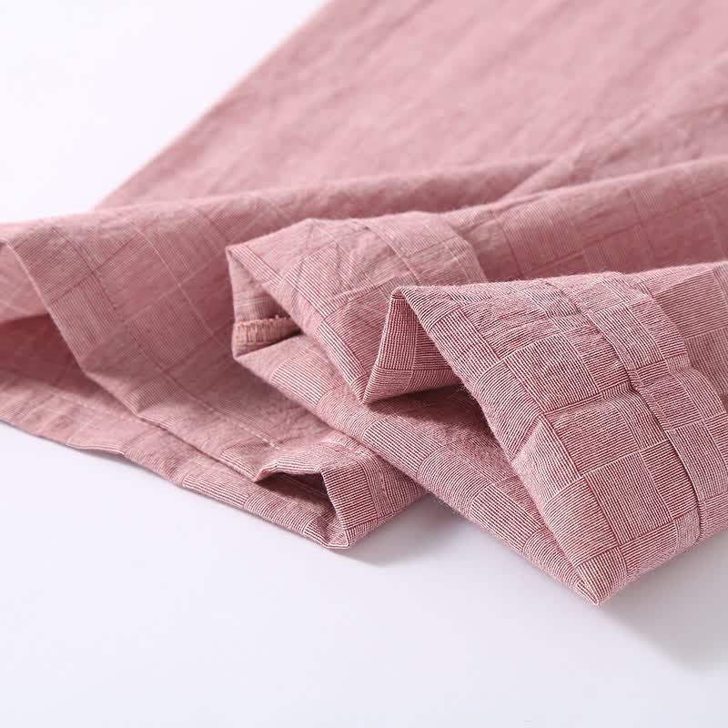 Kimono-Loungewear aus dezent kariertem Baumwollgaze - image 6