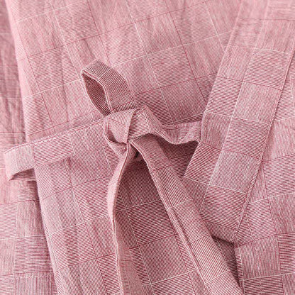 Kimono-Loungewear aus dezent kariertem Baumwollgaze - image 2