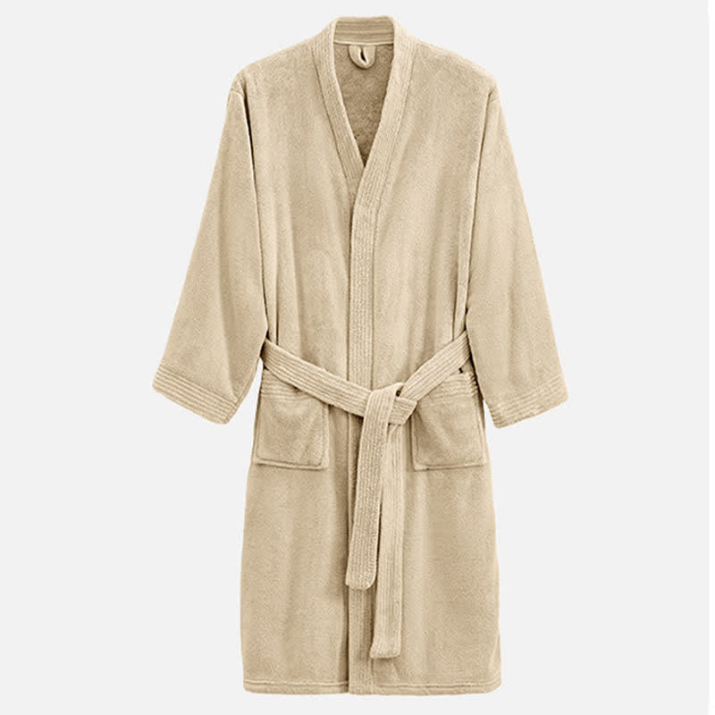 Ownkot Unisex Gemütlicher Hotel- und Spa-Bademantel aus Frottee - Khaki - XL - image 13