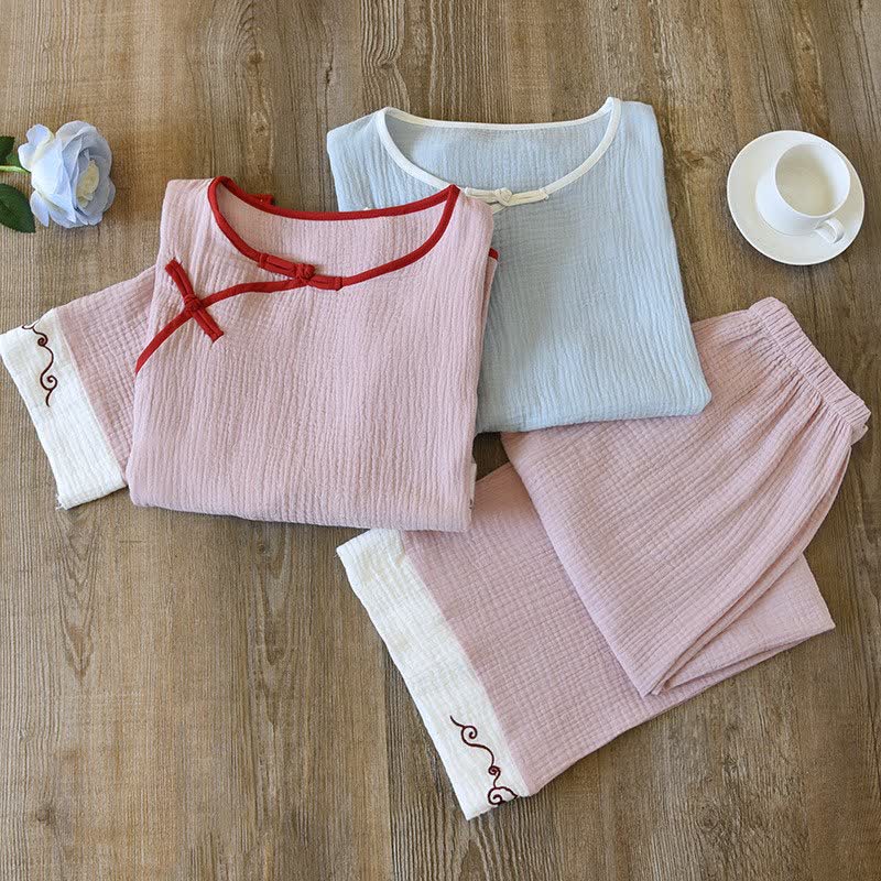 Loungewear im orientalischen Stil aus Baumwollgaze, Kimono - image 3
