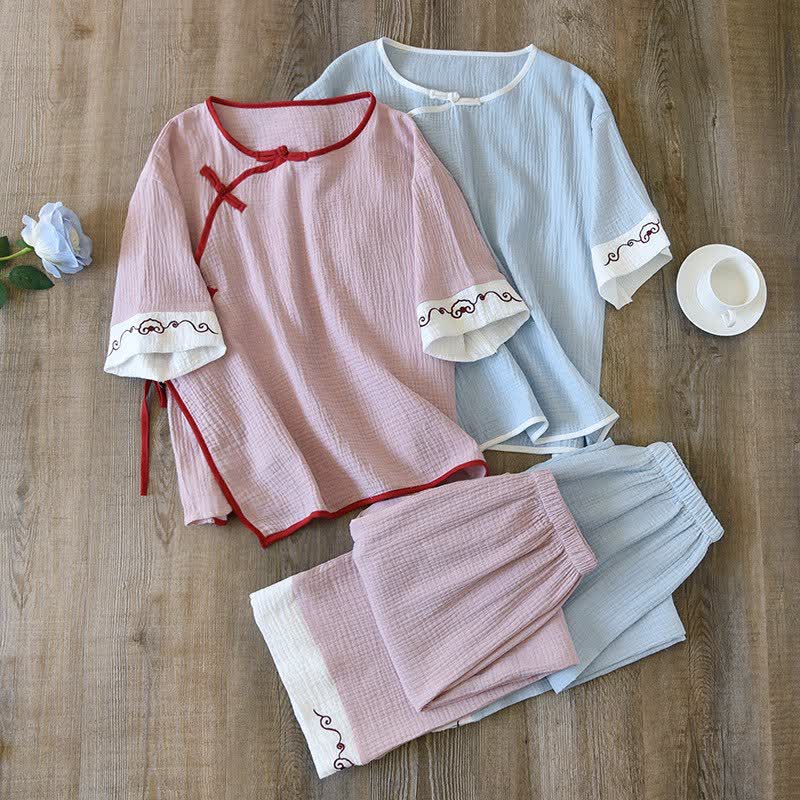 Loungewear im orientalischen Stil aus Baumwollgaze, Kimono - image 1