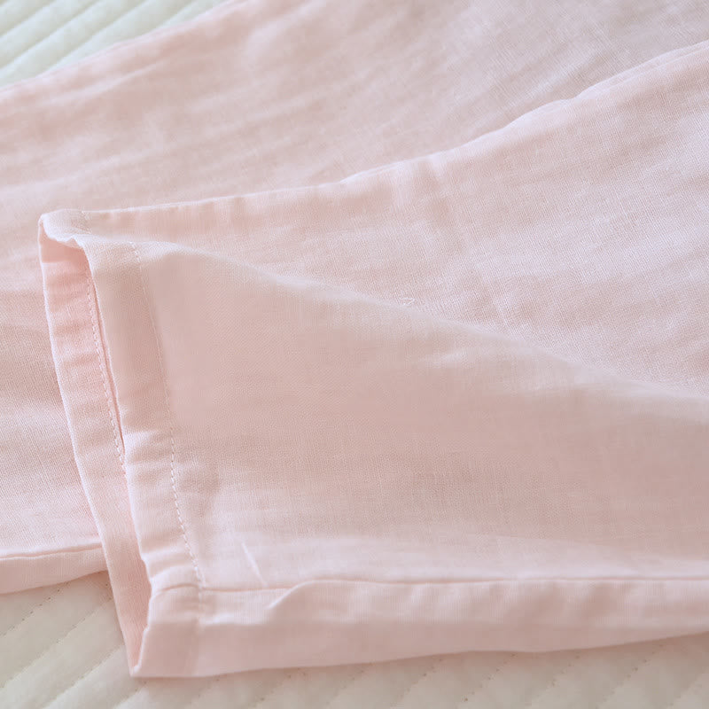 Kimono-Loungewear aus Baumwollgaze mit Blumenstickerei - image 11