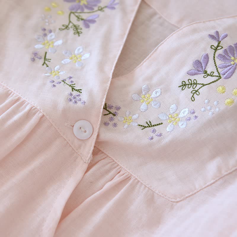 Kimono-Loungewear aus Baumwollgaze mit Blumenstickerei - image 6