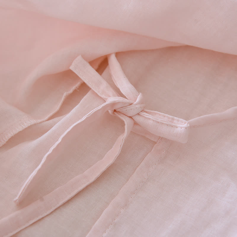 Kimono-Loungewear aus Baumwollgaze mit Blumenstickerei - image 8