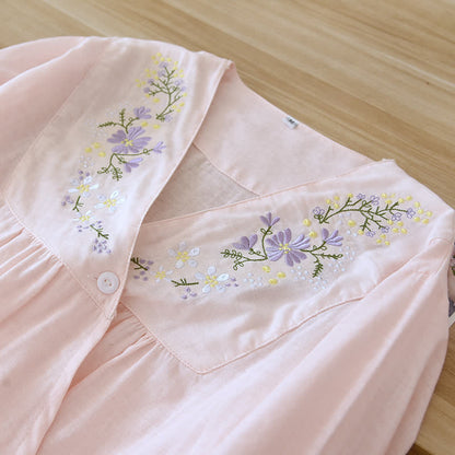 Kimono-Loungewear aus Baumwollgaze mit Blumenstickerei - image 5