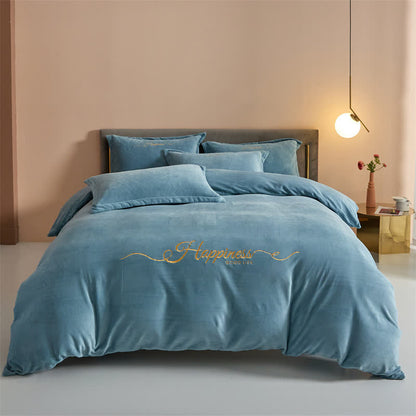 Glücks-Bettwäscheset aus besticktem Plüsch (4-teilig) - Hellgrün - 220cm x 240cm - image 9