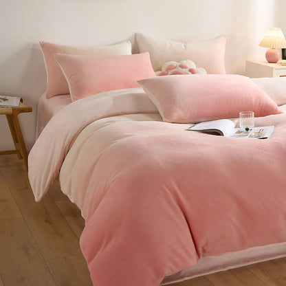 Farbverlauf Plüsch Warmes Bettwäscheset (4-teilig) - Rosa - 220cm x 240cm - image 5