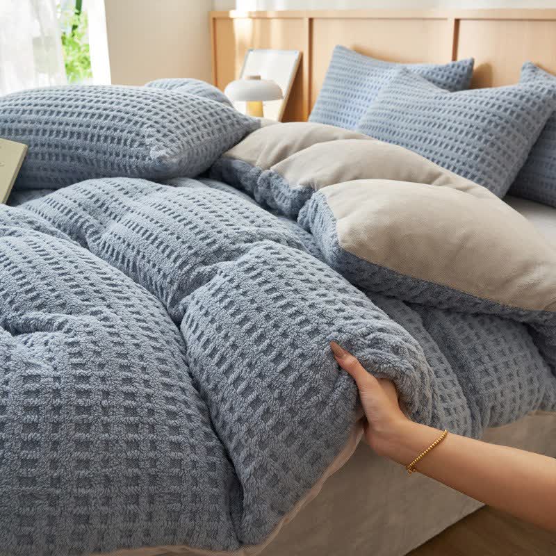 Flauschiges Bettwäscheset mit Karomuster (4-teilig) - Hellblau - 220cm x 240cm - image 8